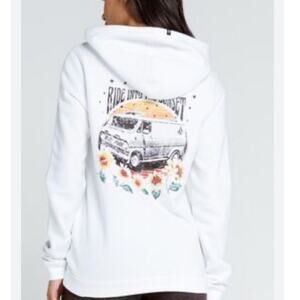 Volcom White Ride into the Sunset White Hoodie size S